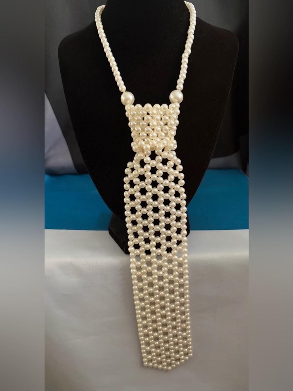 Elegant Pearl Fringe Necklace - Cream Pearl Statement